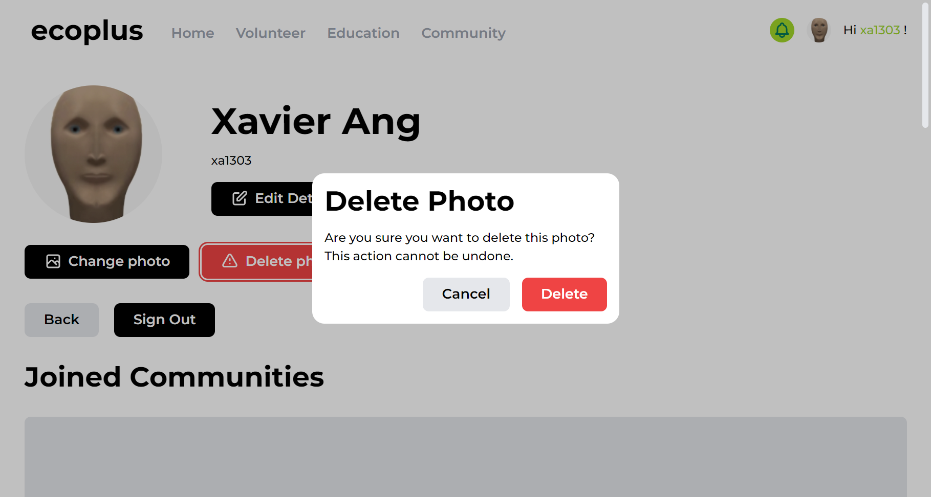 Image delete modal