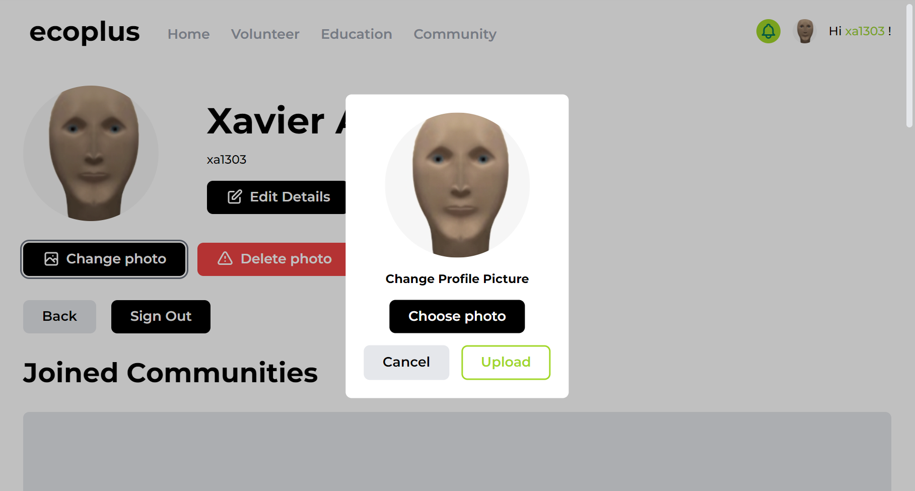 Image upload modal